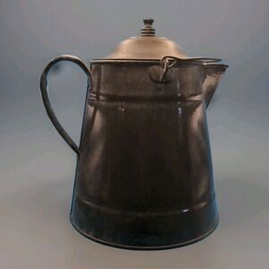 Vintage Graniteware Gray Swirl ‎ Cowboy Campfire Coffee Pot Enamelware Large L&G